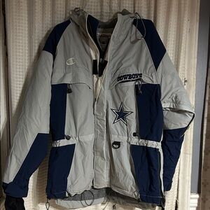 Vintage Champion Men's Gray and Blue Jacket